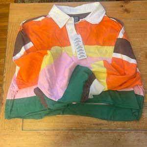 Cropped long sleeve polo shirt